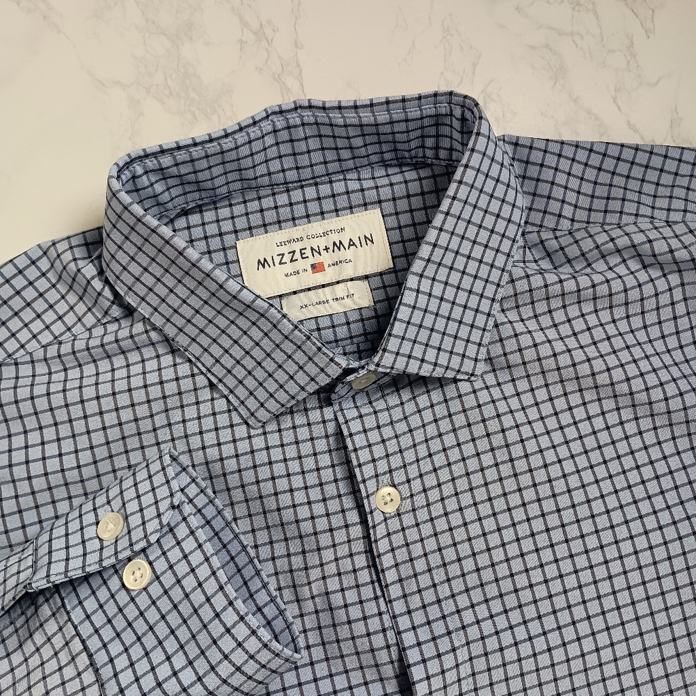 MIZZEN+MAIN Leeward Collection Mens L‎ Blue Striped Button Down Shirt